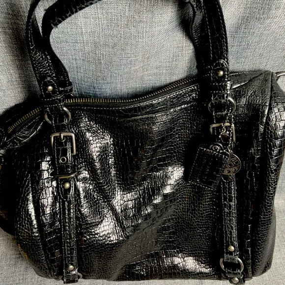 Coach Alexandra Black Leather Alligator Print Bag GUC - Picture 6 of 7